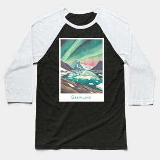 Retro Vintage Travel Enchanting Greenland Northern Lights Baseball T-Shirt